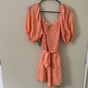 Flying Tomato Coral Smocked Dress